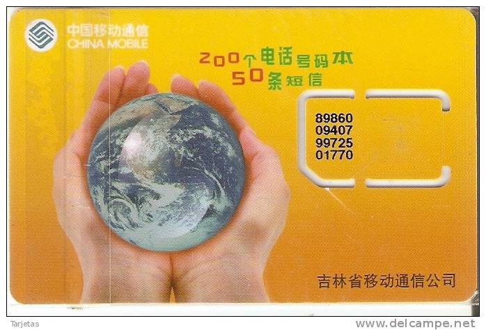TARJETA DE CHINA DE GSM-SIM  DE UN GLOBO TERRAQUEO NUEVA-MINT - China