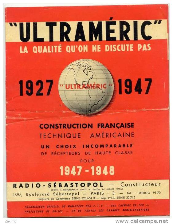 BROCHURE PUBLICITAIRE 1947-48 ULTRAMERIC + 2 SCHEMAS DU VI- VII- IX - Littérature & Schémas