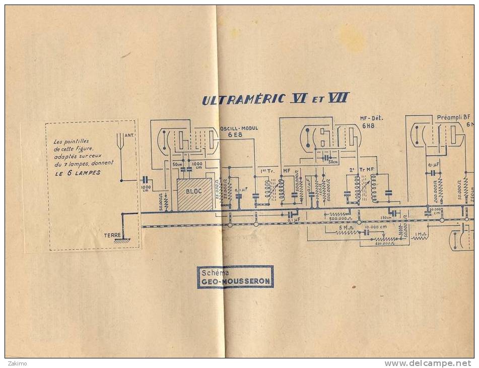 BROCHURE PUBLICITAIRE 1947-48 ULTRAMERIC + 2 SCHEMAS DU VI- VII- IX - Literature & Schemes