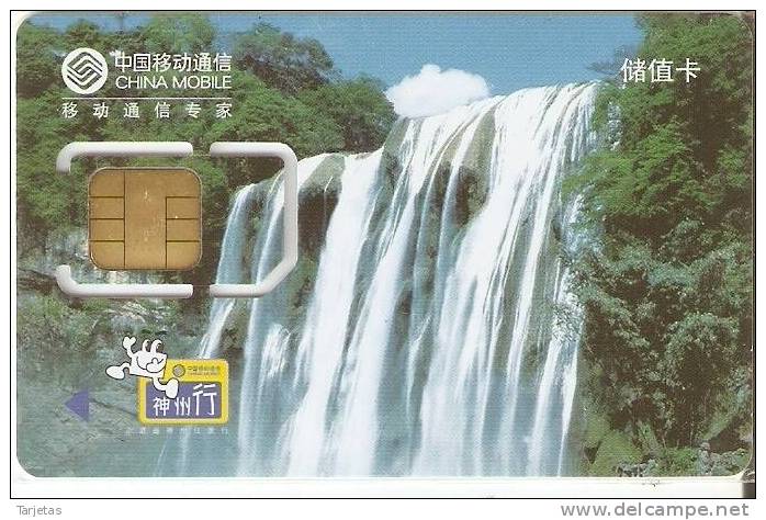 TARJETA DE CHINA DE GSM-SIM  DE UNA CASCADA (CATARATA-WATERFALL) NUEVA-MINT - Chine