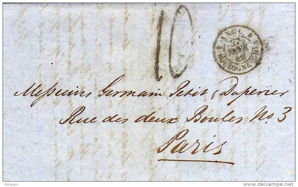 Carta Londres (Gran Bretaña)  A Paris 1849 - ...-1840 Precursori
