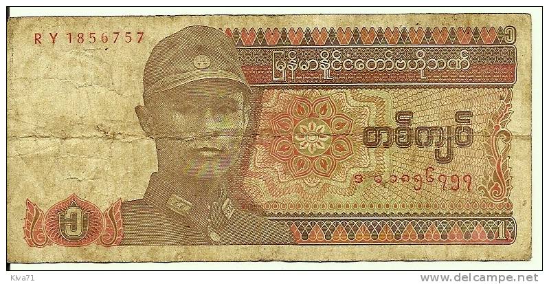 1 Kyat  " MYANMAR"    Usagé - Myanmar