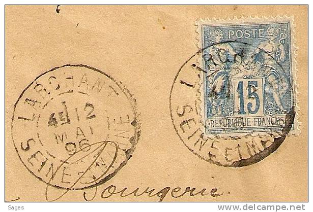 Lettre SAGE, LARCHANT, Seine Et Marne! - 1877-1920: Periodo Semi Moderno