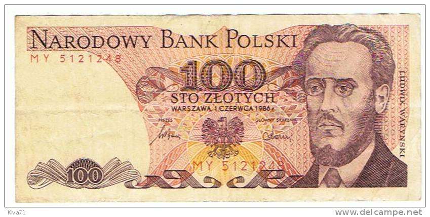 100 Zlotych " POLOGNE "   1986   Usagé - Pologne