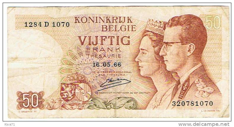 50 Francs " BELGIQUE "   1966   Usagé - 20 Francs