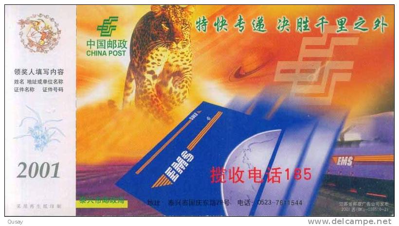 Endanged Animal Leopard Train Railway  ,    Prepaid Card , Postal Stationery - Rhinoceros