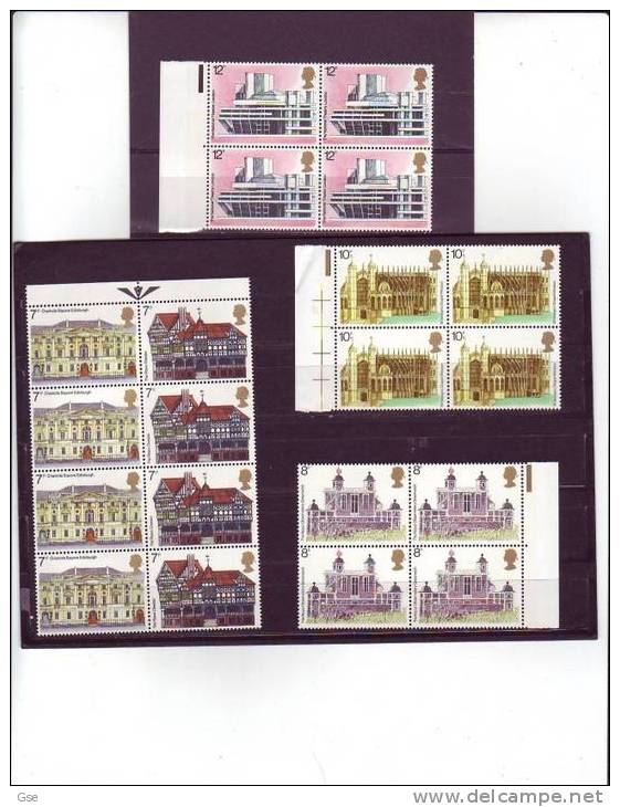 GRAN BRETAGNA 1975 - Yvert 751/55** (quartina) - Architettura - Unused Stamps