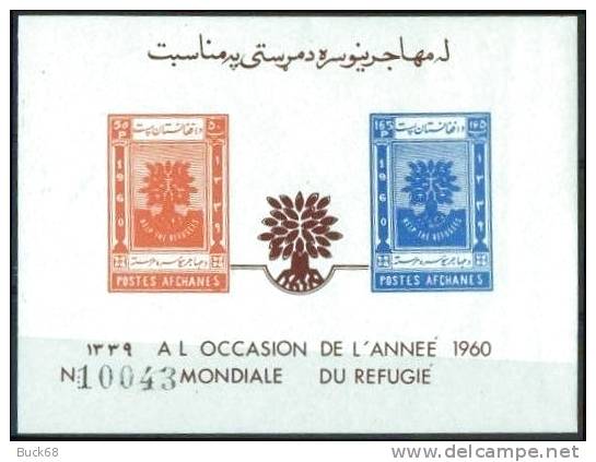 AFGHANISTAN Bloc 6 ** MNH Non Dentelé IMPERF Couleurs Inversées "Année Mondiale Du Réfugié 1960" Refugee - Rifugiati