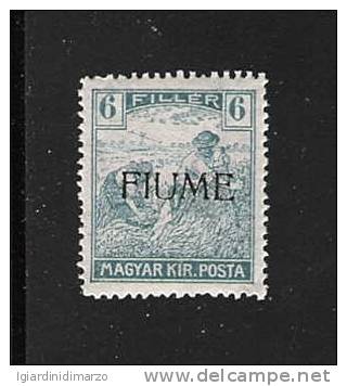 FIUME - 1918 - Valore Nuovo Stl Da 6 F. Emissione Di Ungheria Soprastampato FIUME - In Buone Condizioni - DC2508. - Fiume