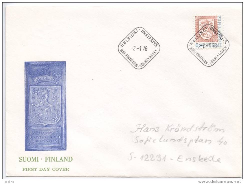 Finland FDC Ordinary LION Stamp And Cachet 2-1-1976 - FDC