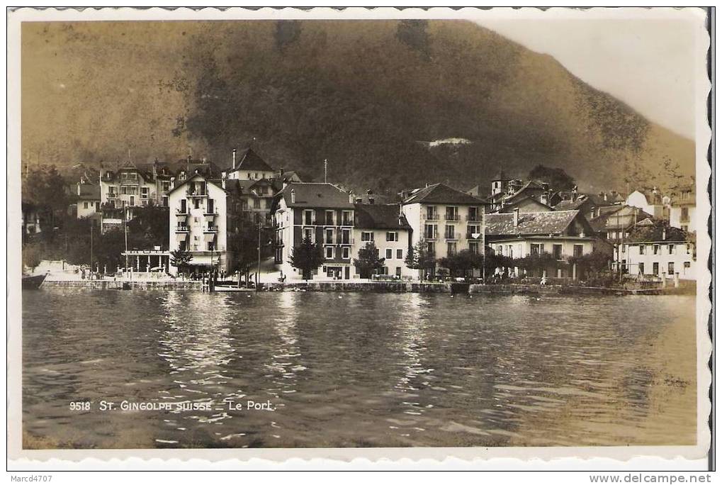 SAINT GINGOLPH Suisse Le Port En Date 31-07-1956 Timbre Recto 12 Francs Editions Perrochet Carte Dentelée Réal Photo - Saint-Gingolph