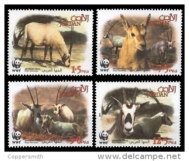 (007 + 23) Jordan / Jordanien  WWF Animals / Tiere / Dieren / Oryx / Antilope ** / Mnh Michel 1858/61 + BL 109 - Jordanie