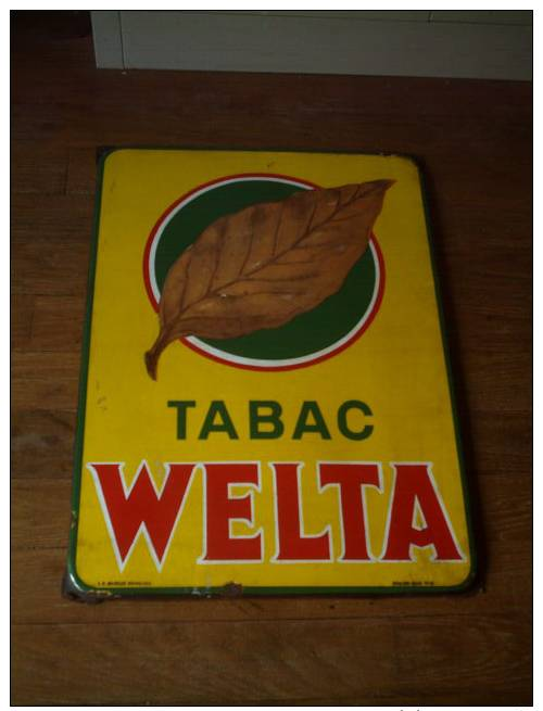Plaque émaillée TABAC WELTA - Plaques émaillées (après 1960)