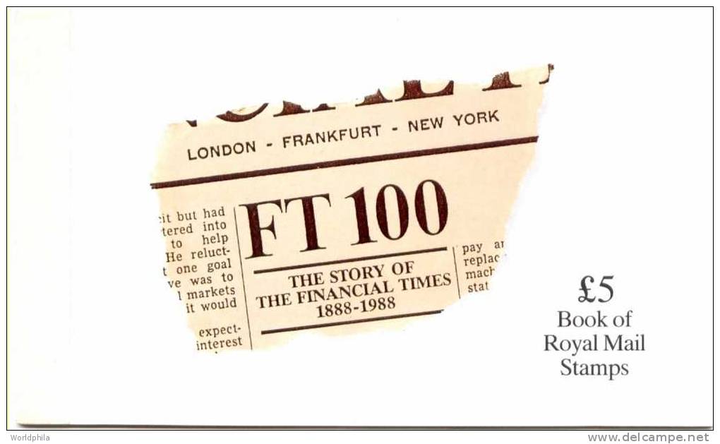 GB / UK / England £5 The Story Of The Financial Times Complete MNH ** Prestige BOOKLET 1988 - Booklets