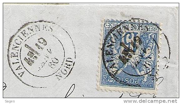 Lettre SAGE, VALENCIENNE, Nord ! - 1877-1920: Periodo Semi Moderno