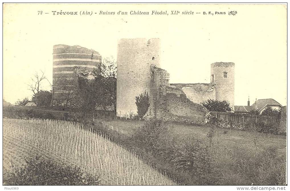 RARE CARTE POSTALE    TREVOUX   RUINES DU CHATEAU FEODAL   XII °SIECLE - Trévoux