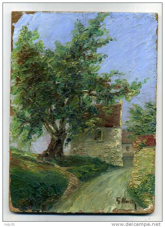 - RUE DE VILLAGE . HUILE SUR ISOREL  SIGNEE - Oils