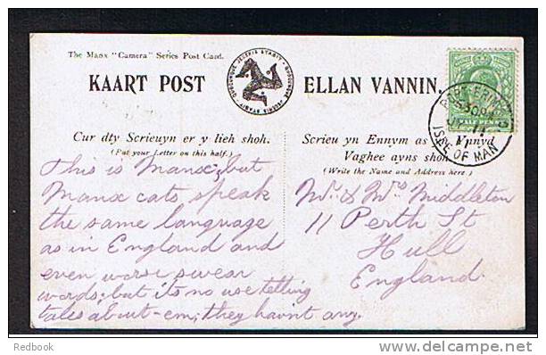 1911 Isle Of Man Manx Postcard 1/2d Harrison Ptng - Good Port Erin Cancel - Ref 324 - Man (Eiland)