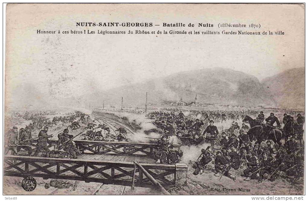 NUITS SAINT GEORGES BATAILLE DE NUITS (18/12/1870) Honneur A Ces Heros Les Legionnaires Du Rhone Et De La Gironde - Nuits Saint Georges