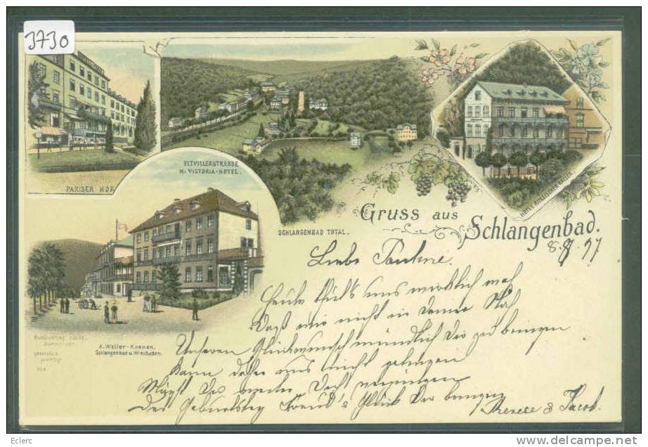 GRUSS AUS SCHLANGENBAD  - LITHO  - TB - Schlangenbad