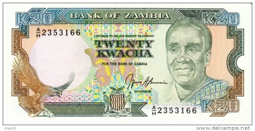 20 Kwacha, Zambia C1989-91 Currency Banknote, Krause #32b - Zambie