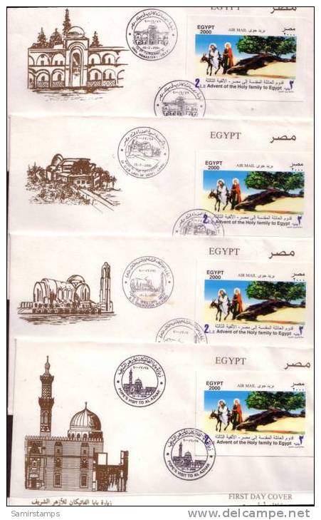 EGYPT- Febr 2000- Visit Of Pope John Of 4 Diferents Sites- 4 Commemoratioves Special Obliterations-RARE-SKRILL  ONLY - Other & Unclassified