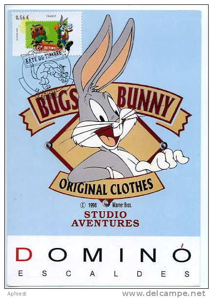 Carte Maximum Fête Du Timbre 2009 Titi Grosminet  Bugs Bunny  Studio Aventure - Vêtement - 2000-2009