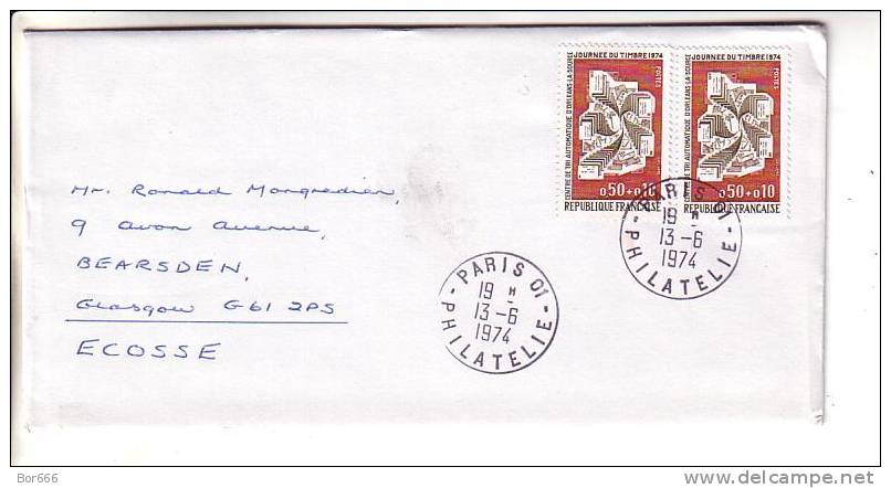 GOOD FRANCE Postal Cover To GREAT BRITAIN 1974 - Nice Stamped: Stamps Exhibition - Brieven En Documenten