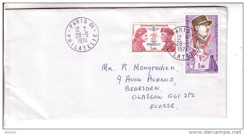 GOOD FRANCE Postal Cover To GREAT BRITAIN 1974 - Nice Stamped: Koenig ; Bourgoin ; Kieffer - Briefe U. Dokumente