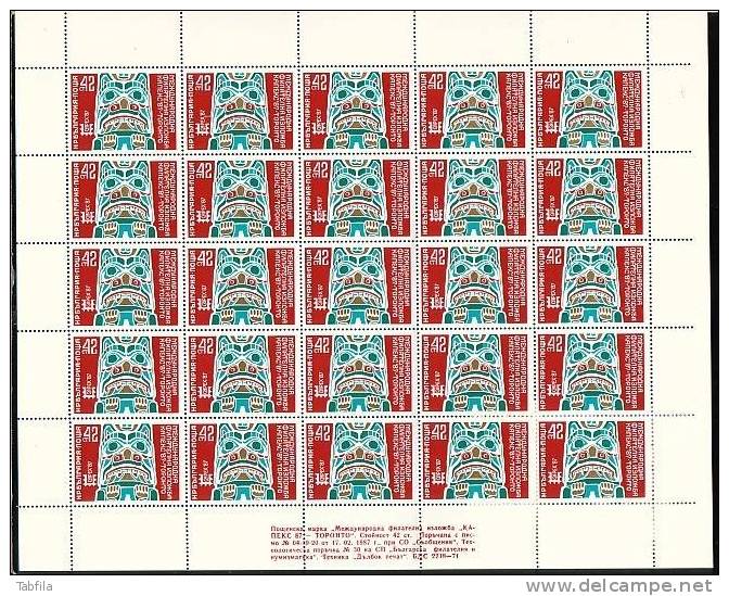 BULGARIA / BULGARIE - 1987 - "CAPEX´87" Exposition Phil. Int. A Toronto (Canada) - 1v  PF Du 25 Tim.** - Unused Stamps