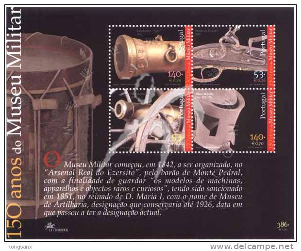 2001 PORTUGAL Military Museum S/S - Unused Stamps