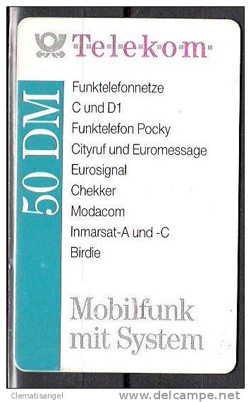 TELEKOM * MOBILFUNK MIT SYSTEM * LEER * AUFLAGE 500.000 P12 VON 1991 * EINE 50 DM KARTE !! - P & PD-Series: Schalterkarten Der Dt. Telekom