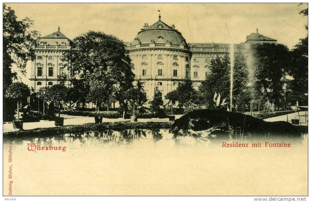 BAVIERE . NUERNBERG . RESIDENZ MIT FONTAINE . LITHOGRAPHIE - Wuerzburg