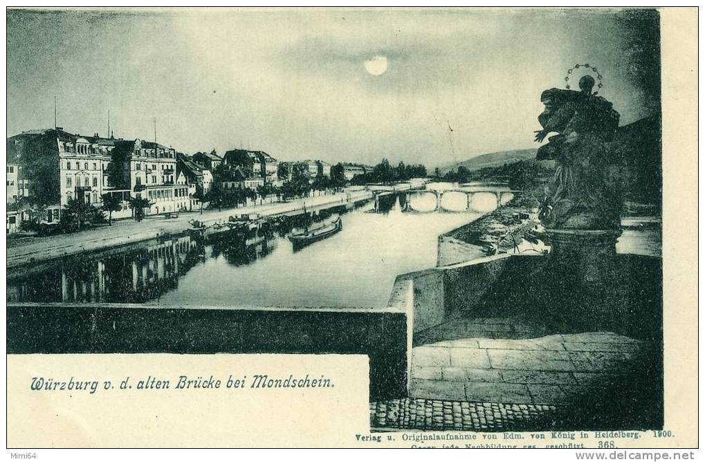 BAVIERE . NUERNBERG .  V . D . ALTEN BRUCHE BEI MONDSCHEIN . LITHOGRAPHIE - Wuerzburg