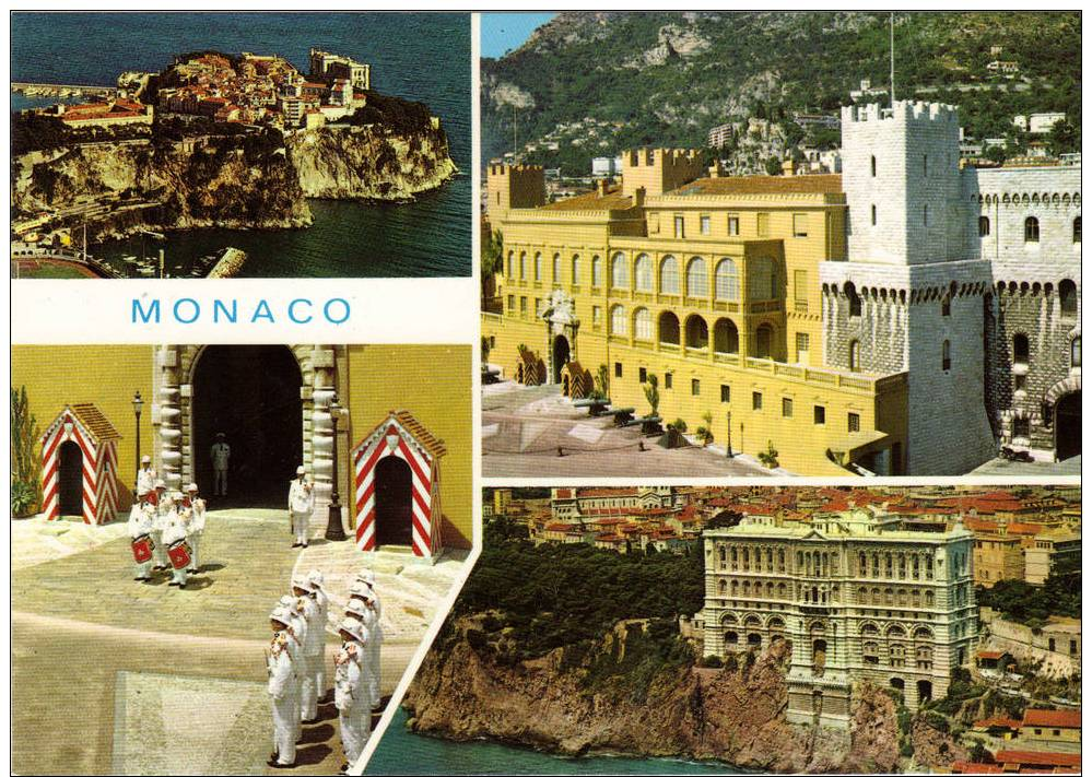 MONACO LE PALAIS  PRINCIER . LE ROCHER. LA RELEVE DE LA GARDE ET LE MUSEE OCEANOGRAPHIQUE - Autres & Non Classés