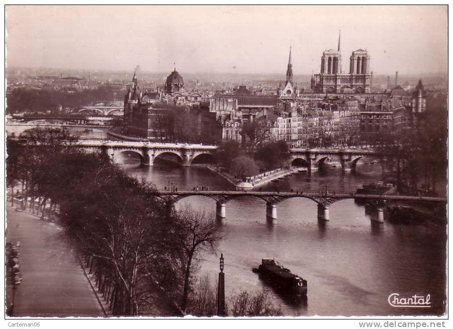 75 - Paris - La Pointe De La Cité Et Les Ponts (péniche) - La Seine Et Ses Bords