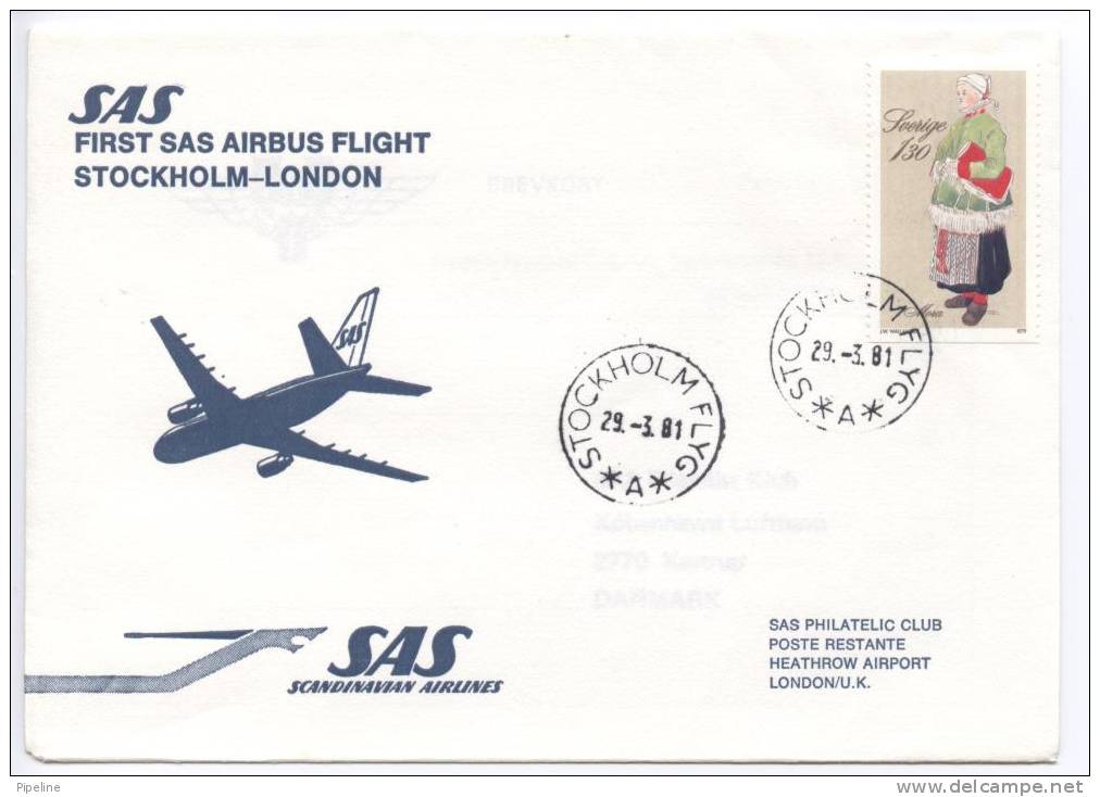 Sweden First SAS Airbus Flight Stockholm - London 29-3-1981 - Brieven En Documenten