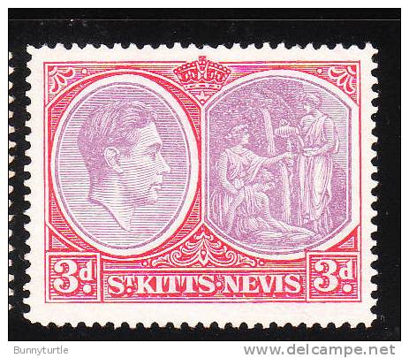St Kitts-Nevis 1938-48 KG VI Medicinal Spring 3p MLH - St.Kitts And Nevis ( 1983-...)