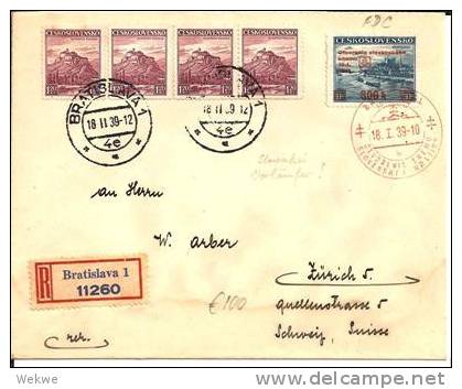 Slo001a/-SLOWAKEI - FDC + Slowakei-Vorläufer 18.1.39 Nach Zürich, Schweiz - Briefe U. Dokumente