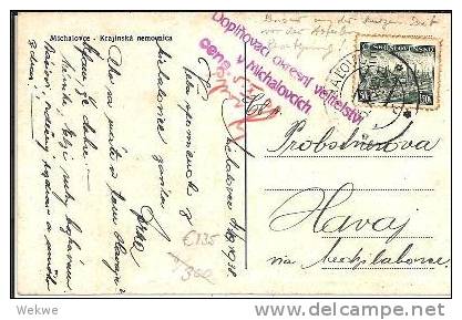 Tsc234/  CSSR - Michalovce 1938, AK Mit Seltener Zensur - Briefe U. Dokumente