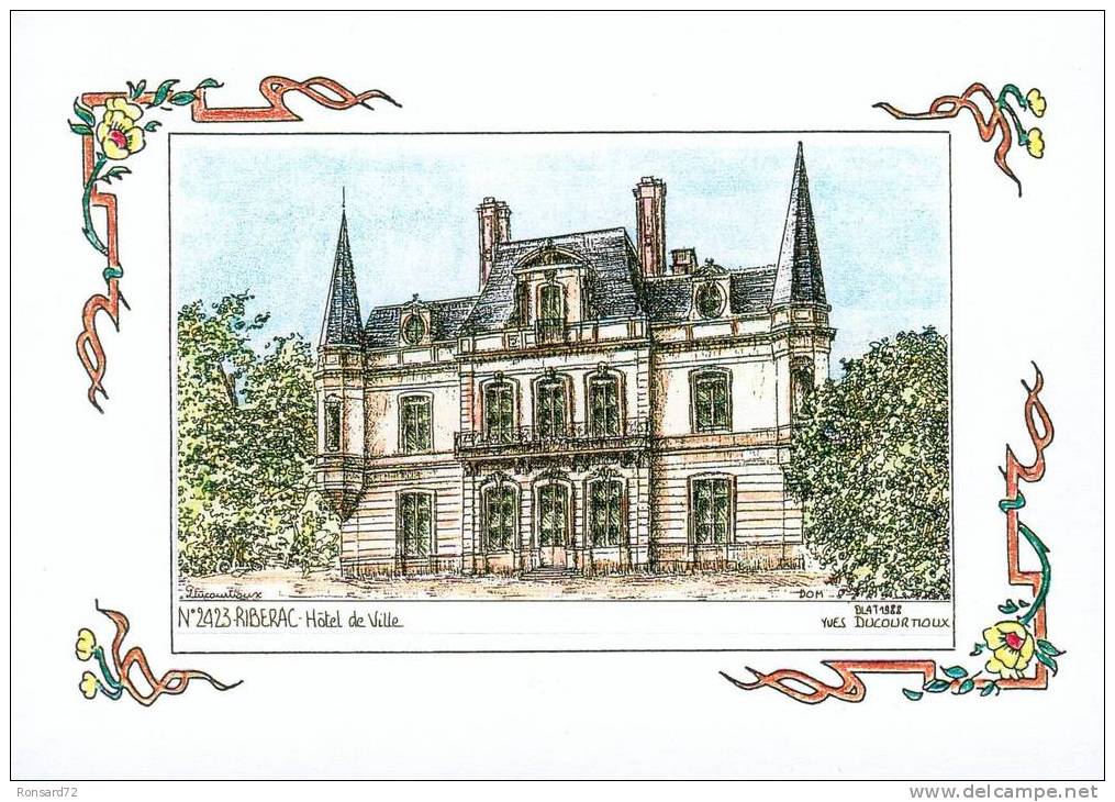 24 RIBERAC - Hôtel De Ville  - Illustration Yves Ducourtioux - Riberac