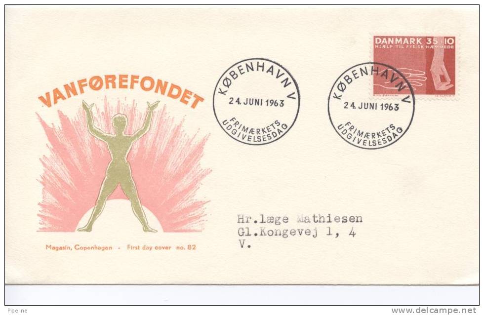 Denmark FDC Disabled People 24-6-1963 With Cachet - Refugees