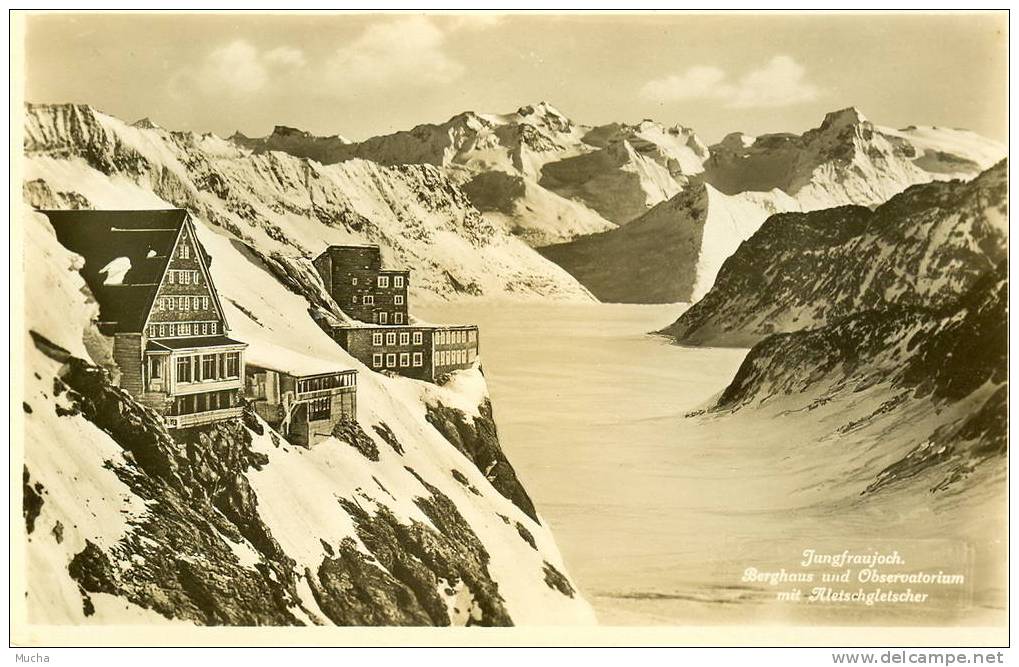 Jungfraujoch Berghaus Und Observatoriummit Aletschgletscher - Autres & Non Classés