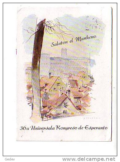 Soluton El Munkeno(München) 1951, 36ème Universala Kongreso De Esperanto + Cachet (36a) - Esperanto