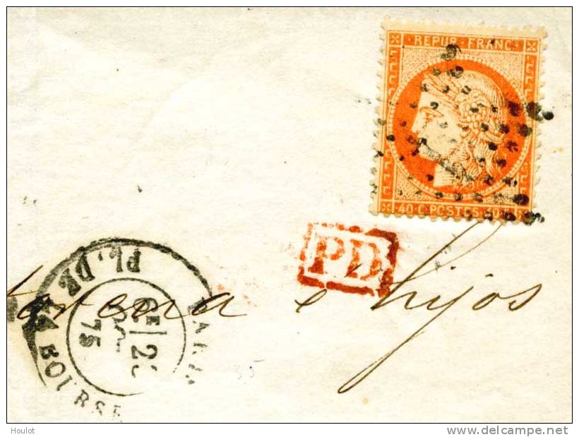 Frankreich Mi.N°.+ Dallay N° 35 Y&T N° 38 Auf Brief, Sur Lettre Avec Rouge PD, Mit Rotem PD Stempel 1870, Ceres - 1870 Siège De Paris