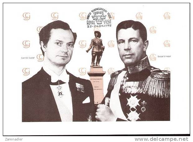 Maxi Card  - Royal Visit Of H.M. King Carl XVI Gustav Of Sweden   Special Issue/post Mark  1992 ( DC 0105) - Estonia