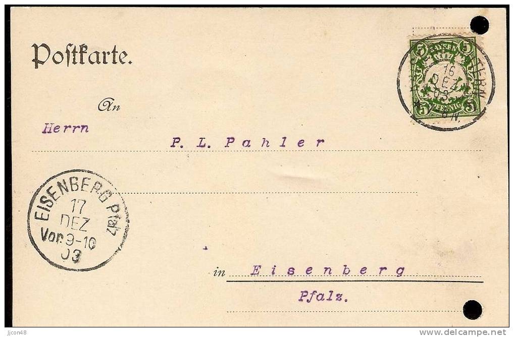 Bayern 1903  J.P, Drumm, Kaiserslautern  16.12.03 - Brieven En Documenten