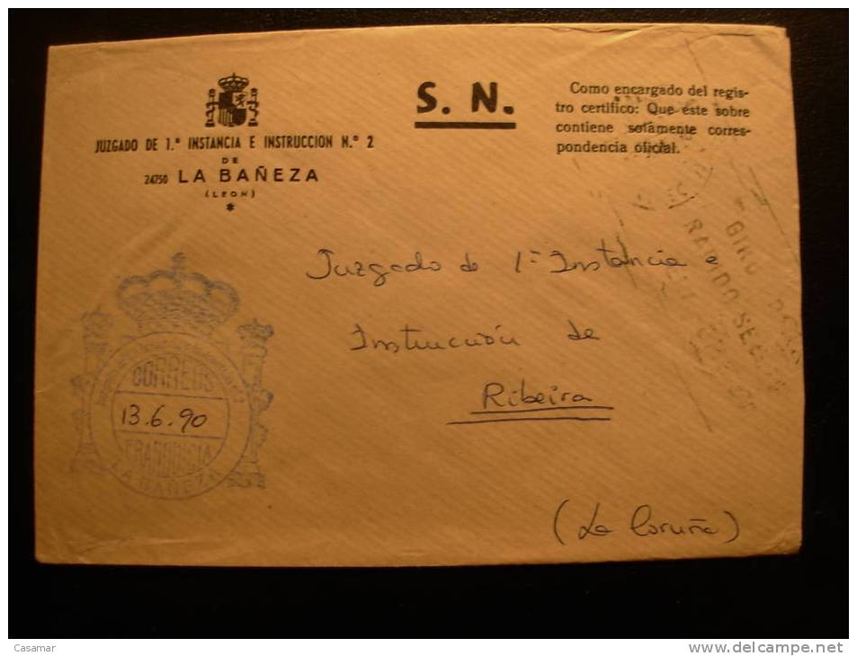 Franquicia La Bañeza Juzgado De 1 Instancia Y Instrucción Sobre 1990 A Ribeira La Coruña Galicia - Postage Free