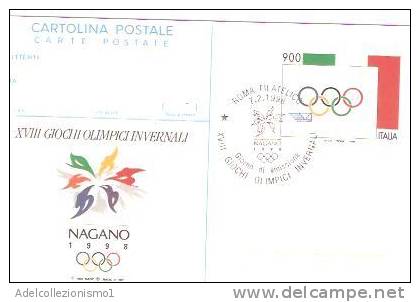 19771)cartolina Postale Con 900£ +annullo XVIII Giochi Olimpici Invernali Da Nagano A Città -nuova - Nagoya