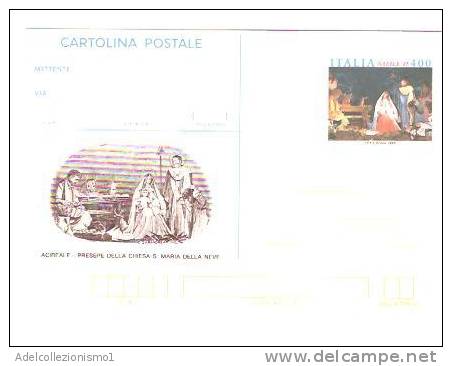 19799)cartolina Postale Con 400£ + Annullo Presepe Della Chiesa S. Maria Della Neve Da Catania A Città -nuova - Acireale